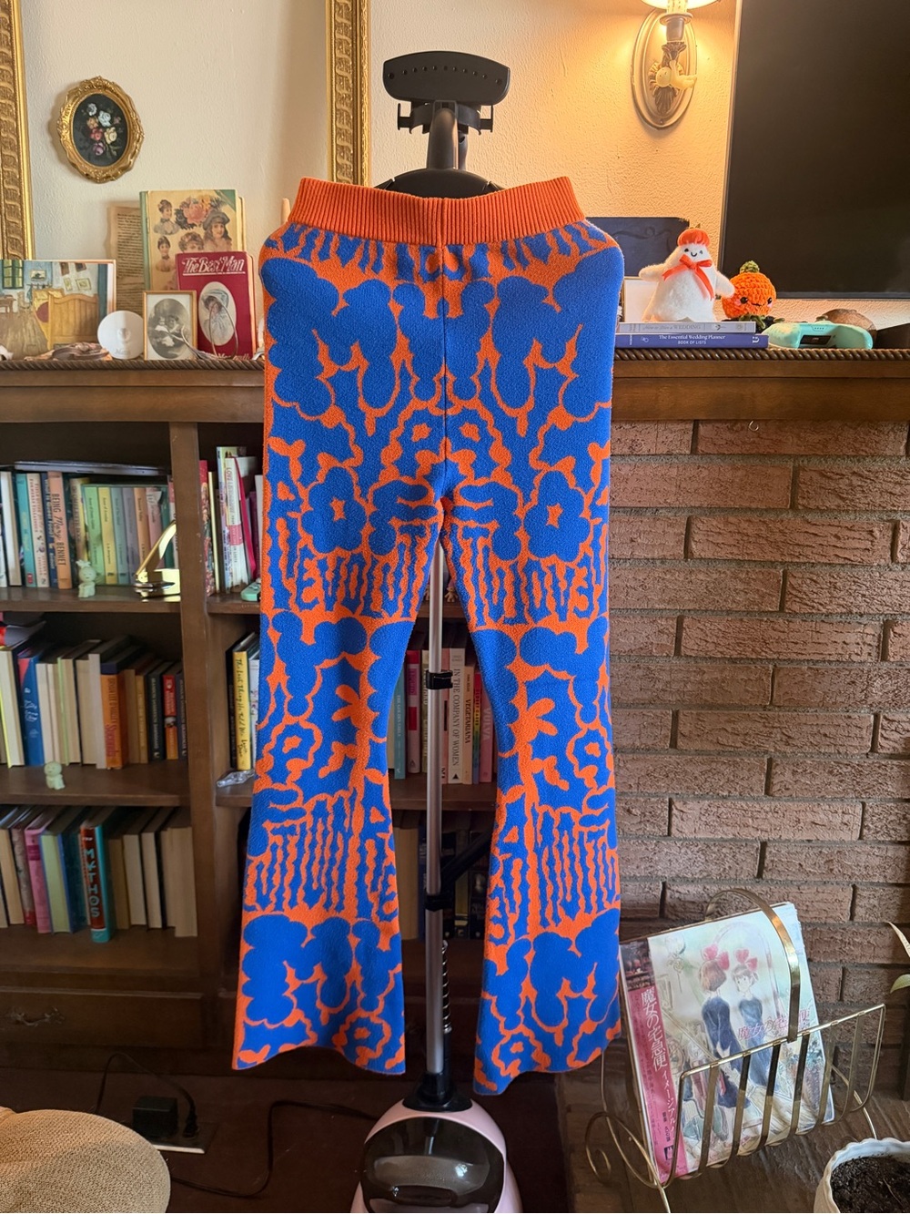 Lazy Oaf Blue and Orange Knit Flare Pants